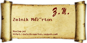 Zelnik Márton névjegykártya